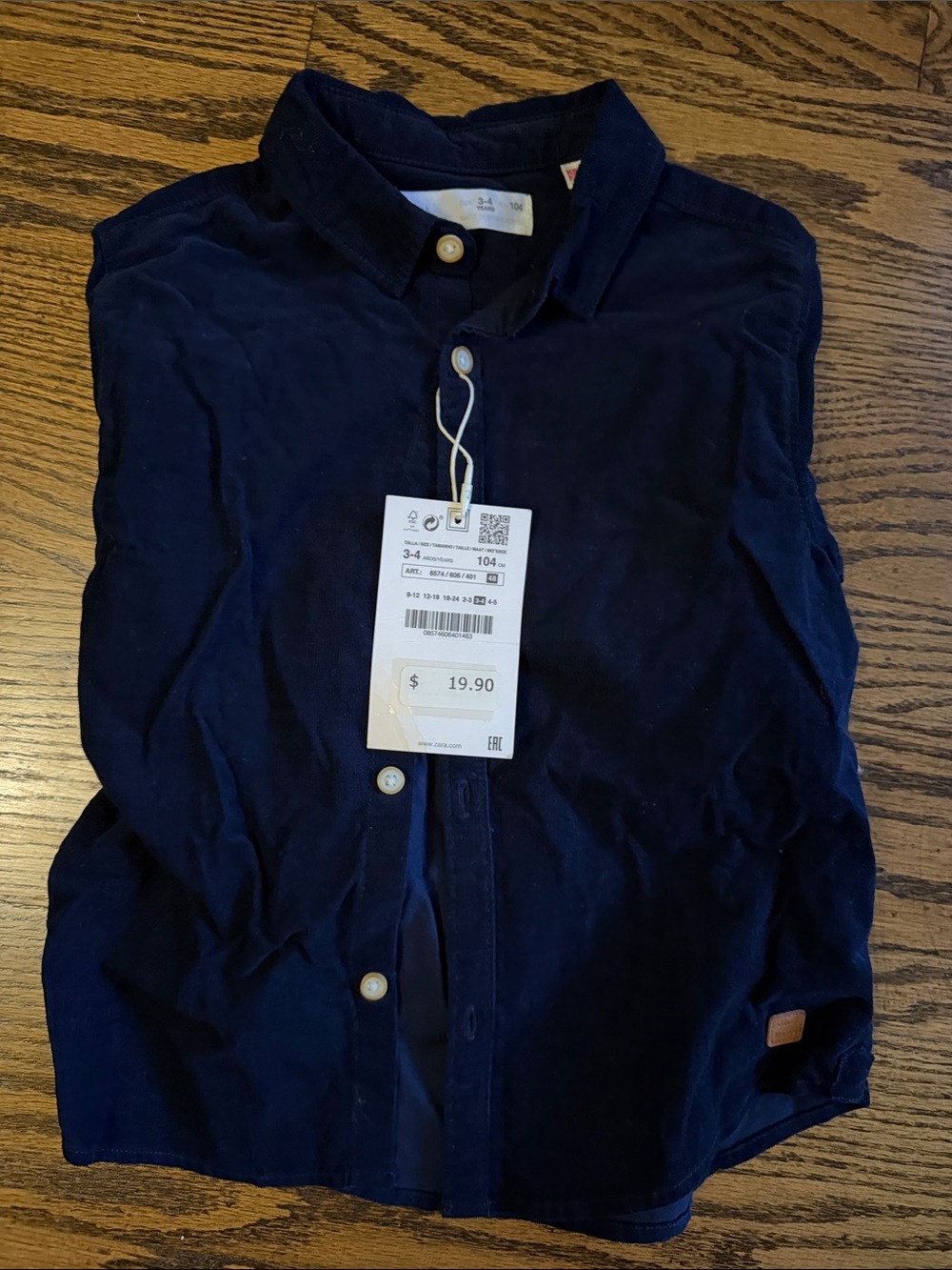 Zara Dark Navy Button-Down Shirt for Kids